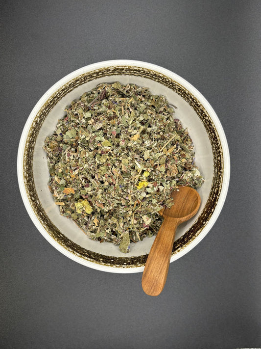 Kräutertee, lose, Malvenblüten, Ritterspornblüten