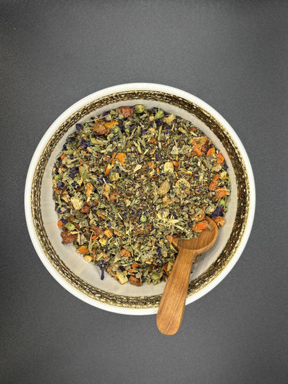 Kräutertee, lose, Alpenkräuter, Eibischblätter, Orange